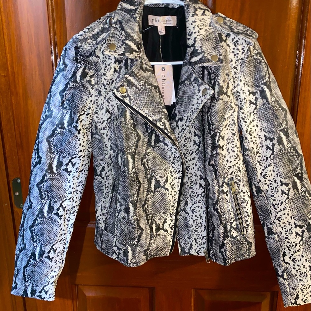 Faux Leather Snakeskin Jacket
